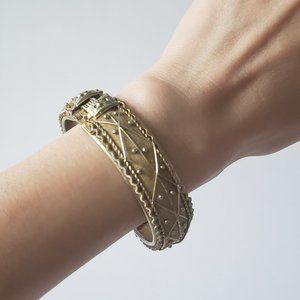 Unique Gold Toned Bangle Cuff Bracelet